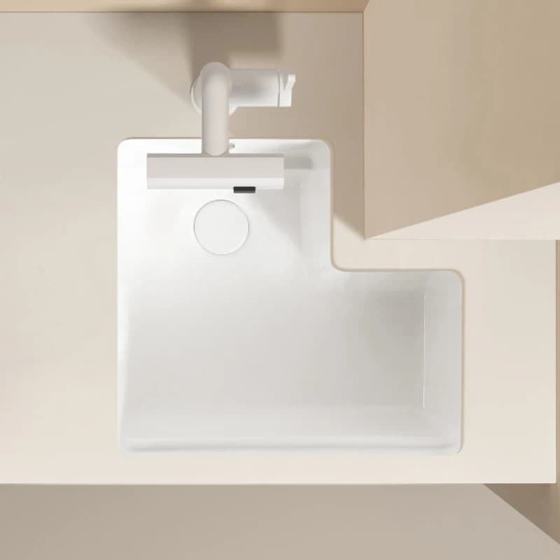 Balcony L-shaped corner under-counter basin Ceramic laundry basin Corner-cutting basin with rubbing board Laundry pool