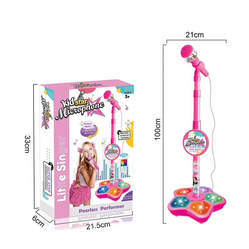 Microfono per Bambini con Supporto, Macchina per Karaoke, Giocattolo Musicale Educativo per lo Sviluppo Cerebrale, Regalo di Compleanno per Ragazze e Ragazzi