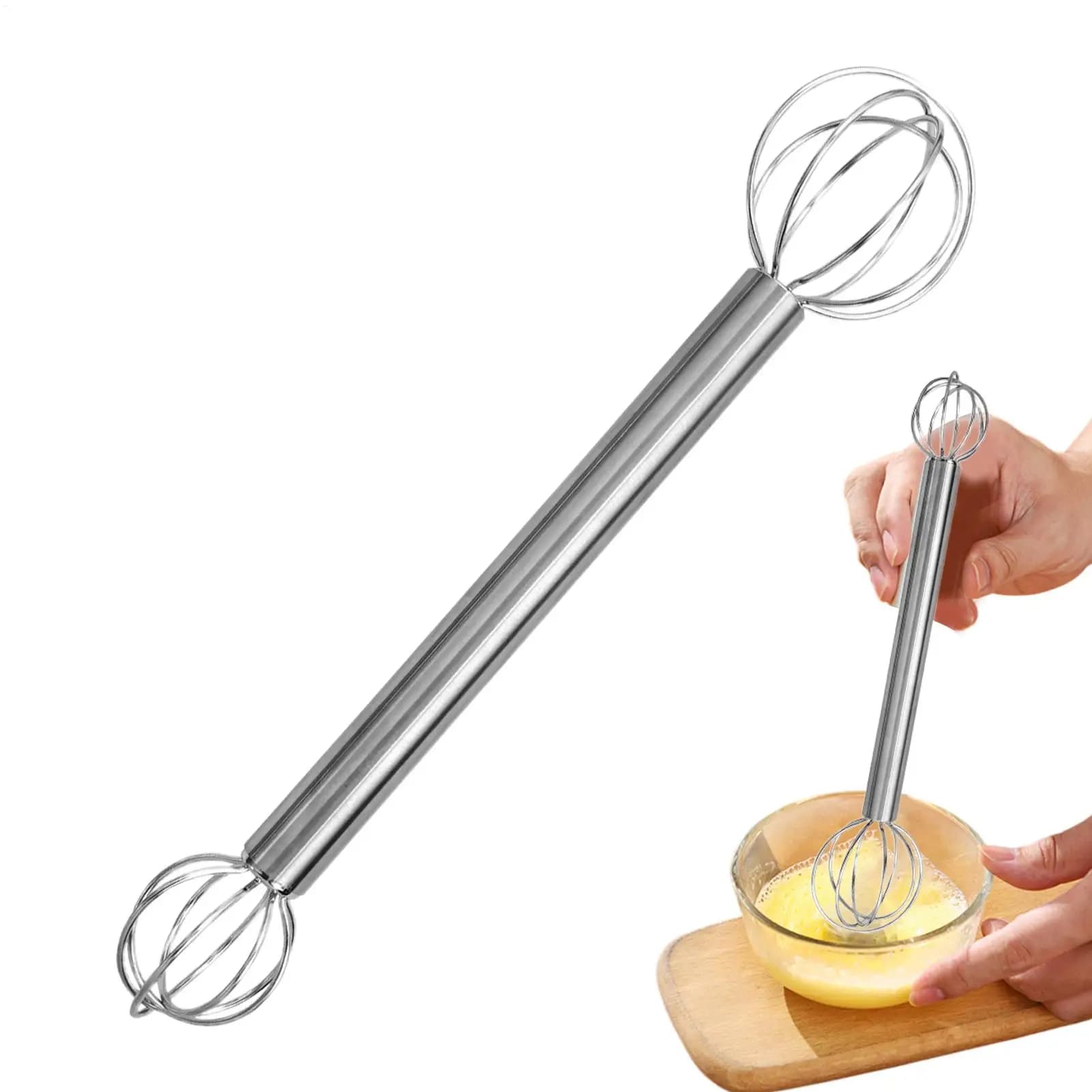 304 Stainless Steel Mixed Stick Agitator Double Head Frusta Manual Mixing Cream Agitator Cucchiaio Frullatore For Food Use Kitchen Tools