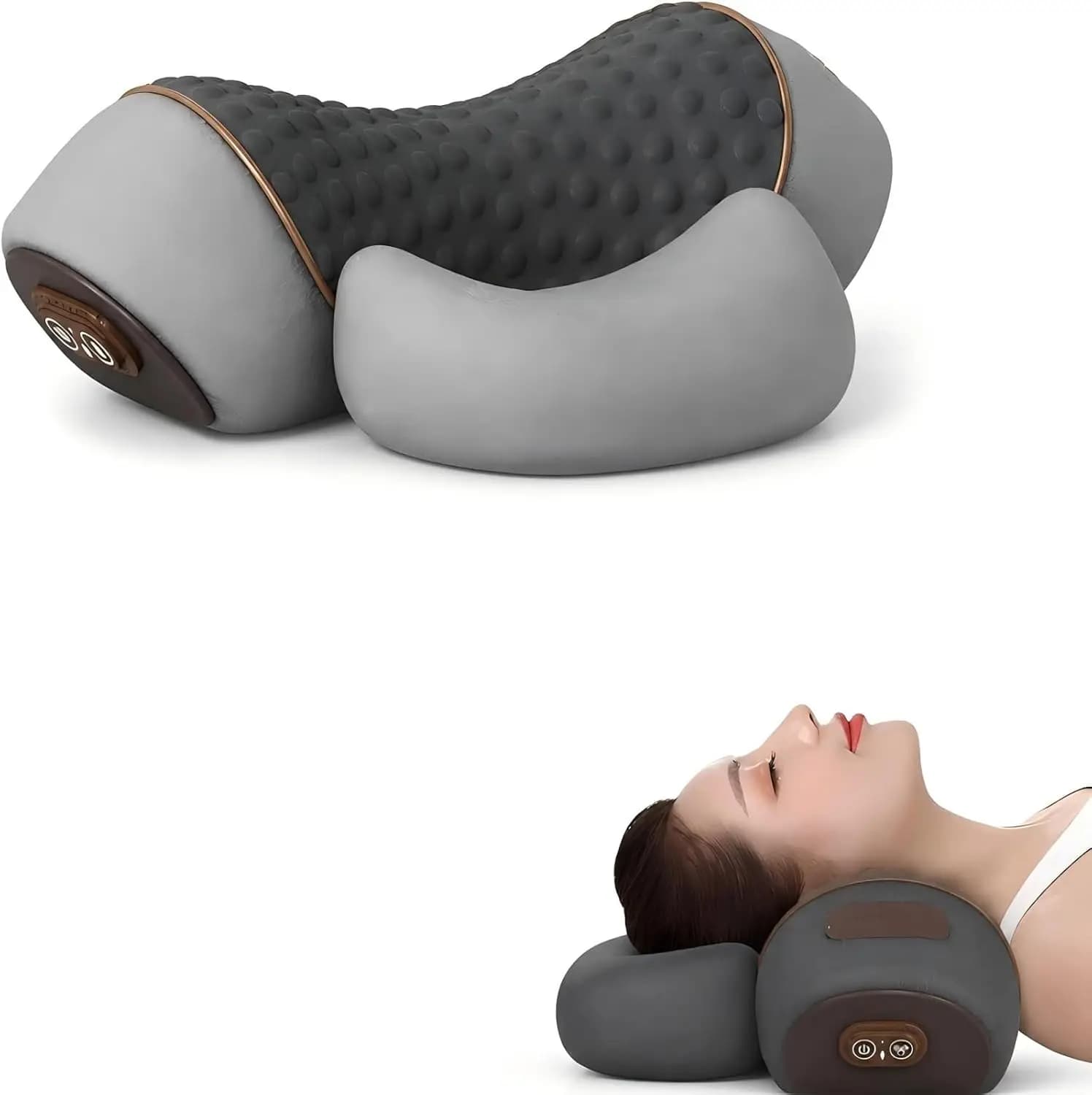 3-in-1 Heated Cervical Pillow, Memory Foam Neck Support for Discomfort Relief, Portable for Travel & Office
