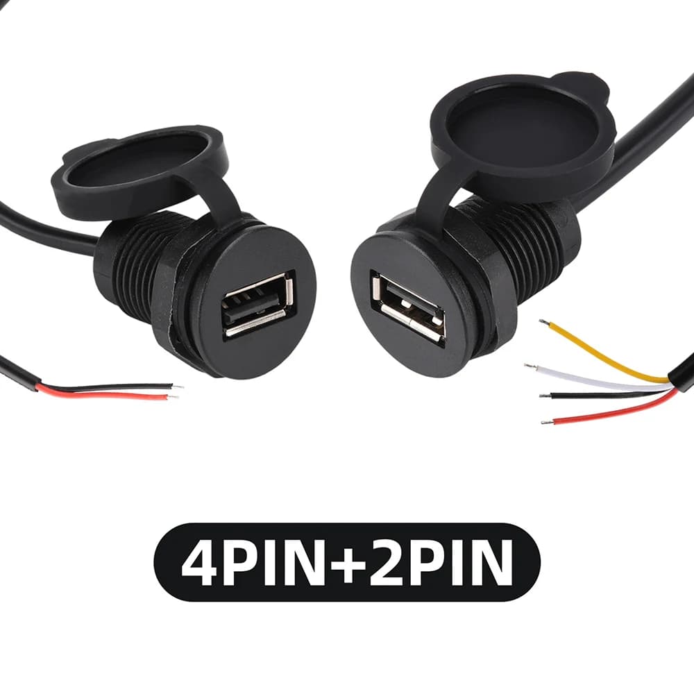 Connettore USB Femmina Mini 2/4 Pin IPX5 Impermeabile con Filettature Esterne di Bloccaggio, Porta di Alimentazione USB 2.0, Connettori di Ricarica