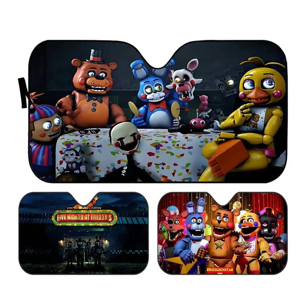 F-FNAF Five-nights-At-Freddys Parasole personalizzato per parabrezza, copertura per auto, protezione solare, visiera parasole per auto, coperture per auto, protezione per auto