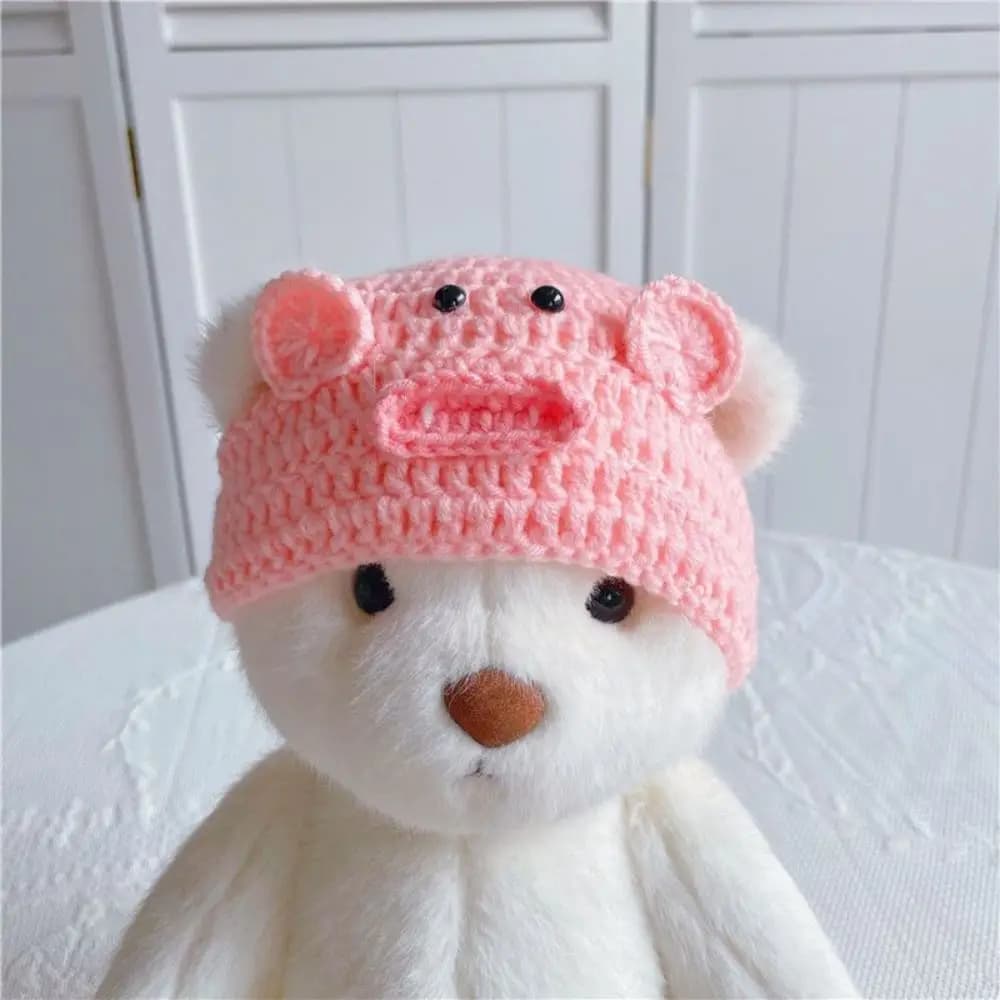 Cartoon Cute Warm Crochet Elastic Cat Hat for Party Photo Props Pet Cap Frog Hat