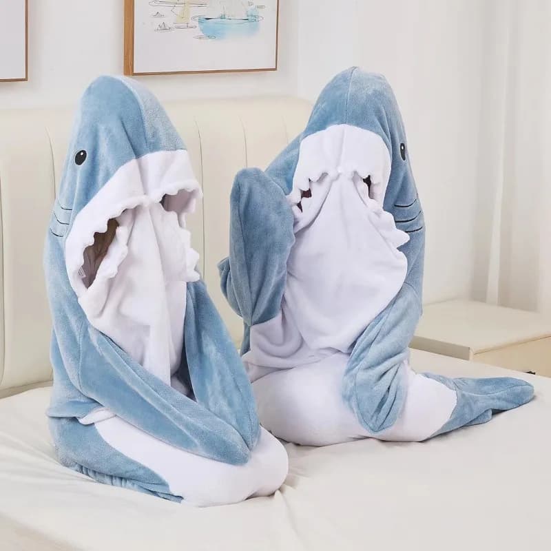 Wearable Scottish shark cover Soft and warm plush Shark blanket Onesies Pigiama Animal Cute Sandbag Flannel Cover House Accessories