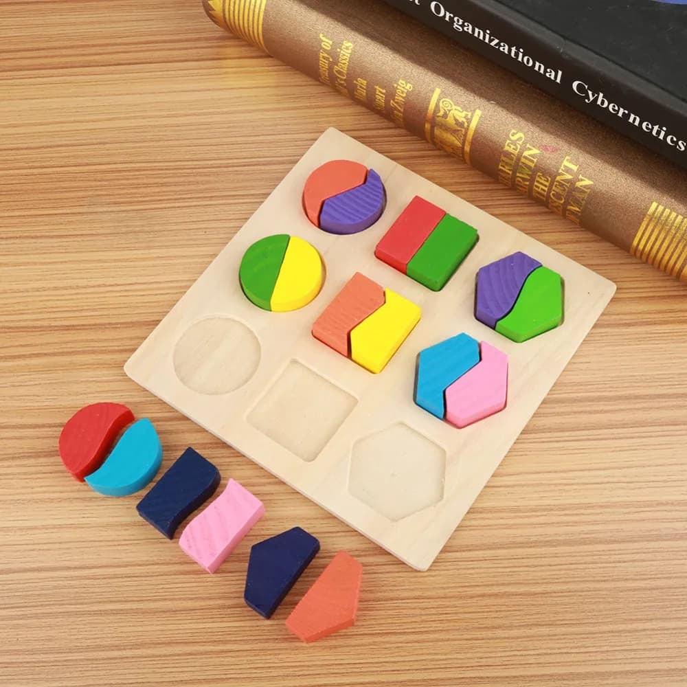 Early Learning Tool Wooden Building Blocks Montessori Puzzle Geometric Building Toy Sensory Wooden Block Toy Early Education