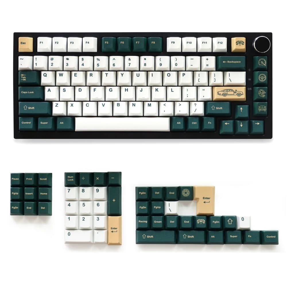 GMK British Racing Materiale PBT Cherry Profilo Copritasti 130 Tasti Cinque Lati Dye-Sub per 87/104/108 Mx Switch Tastiera Meccanica