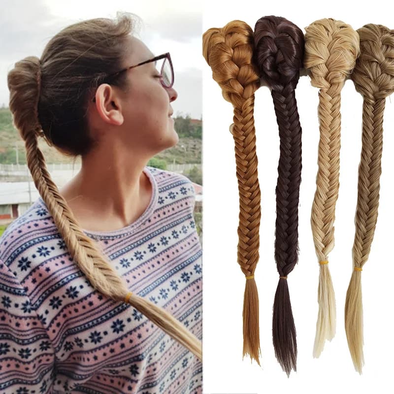 Jeedou Capelli sintetici Coda di cavallo Coda di pesce Estensioni coda di cavallo Coulisse Corda Trecce Chignon Capelli da sposa Updos