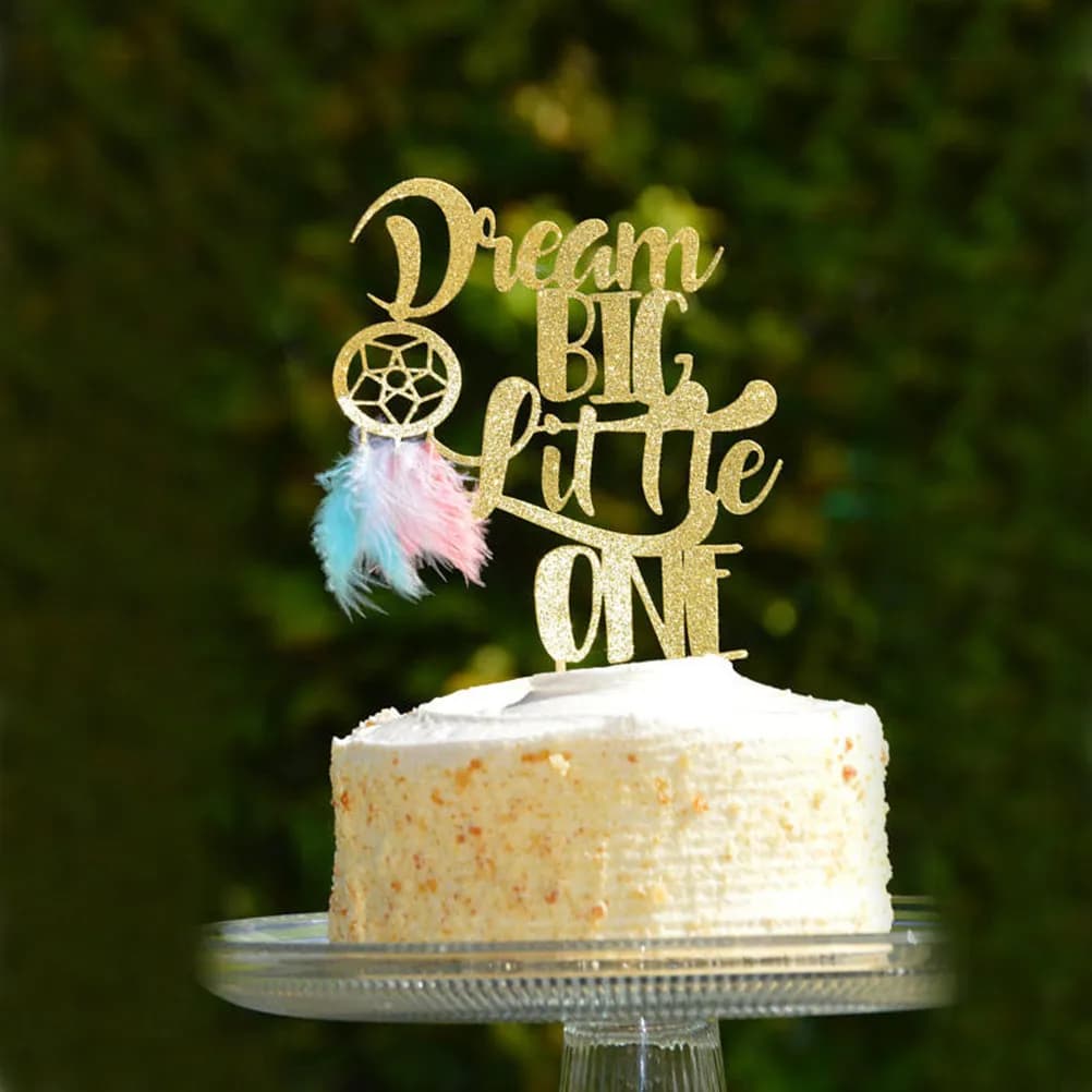 6Pcs Dream Catcher Glitter Cake Topper Safe Non-Toxic Decorative Picks for Birthday Wedding Baby Shower Graduation Cupcake