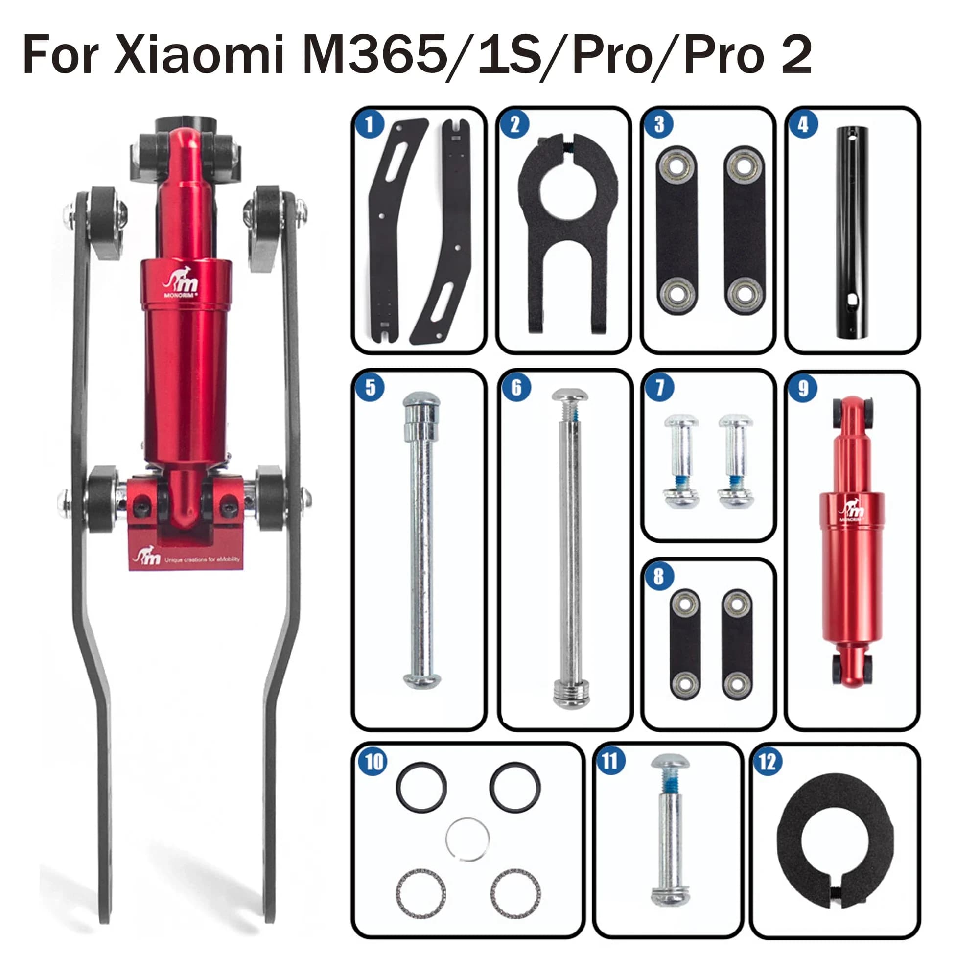 Monorim per M0 V4.0 Parti di ricambio Accessori per sospensione anteriore per Xiaomi M365 1S Pro Pro2 Parte scooter elettrico