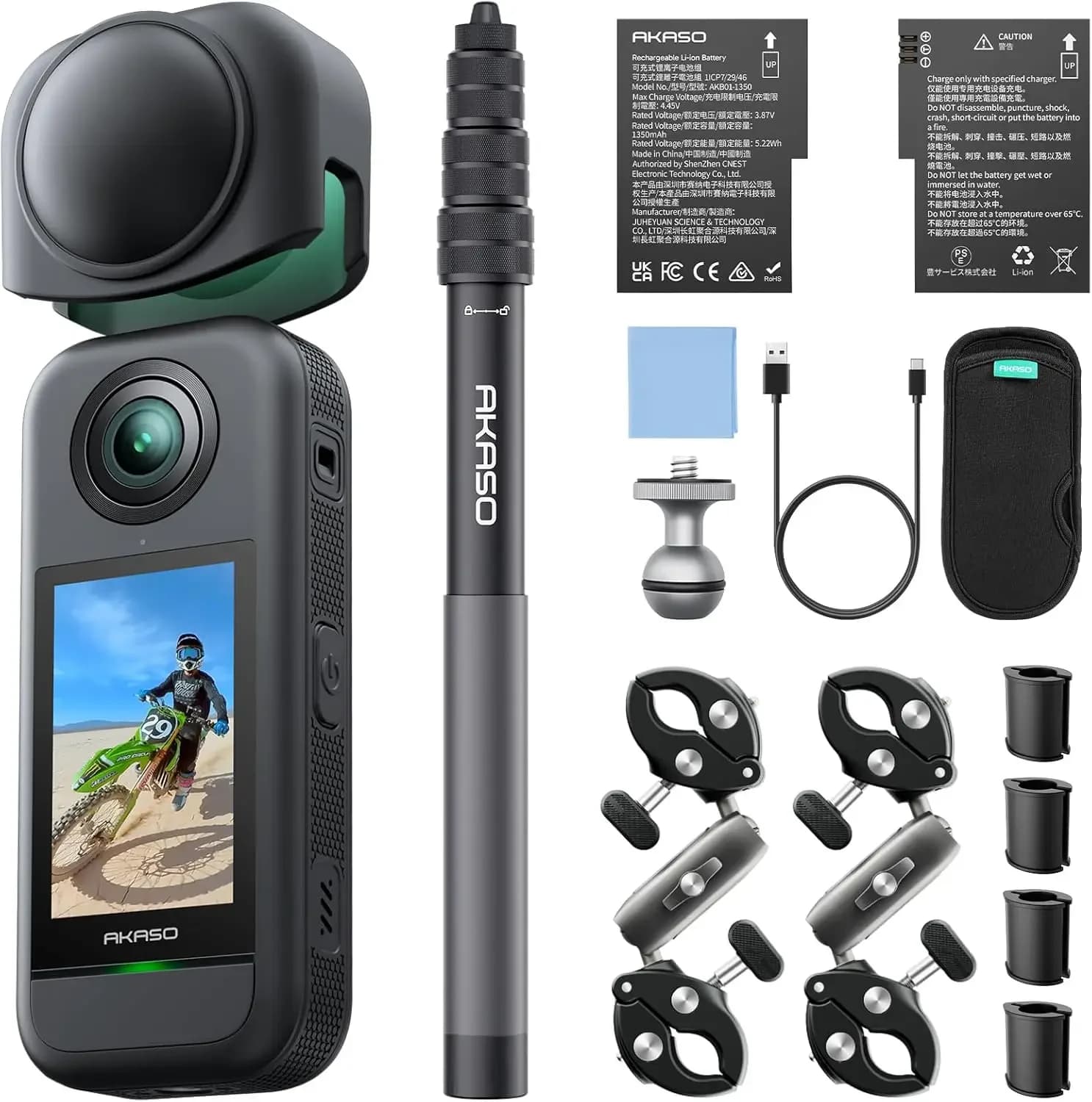Sensori da 1/2" 48MP, Foto a 360° da 72MP, 360-SuperSmooth, Asta Selfie Invisibile, 360 ° Horizon Lock, Combo Moto con Tracciamento AI