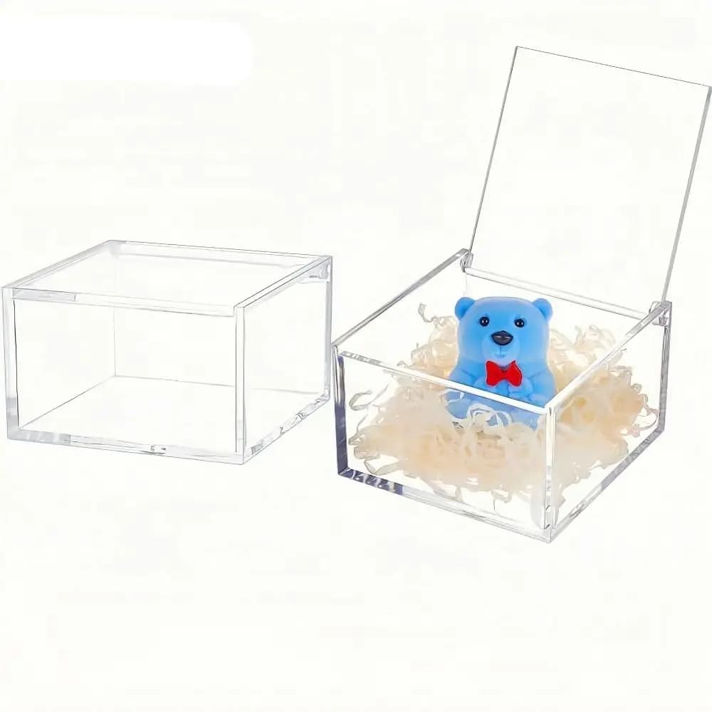 Organizer Square Cube Acrylic Box Transparent Case With Lids Clear Cube Box Stackable Design Storage Box Jewelry Storage