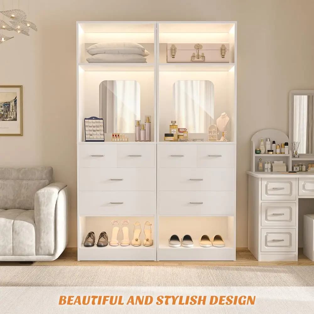 Armadio 25 system with Cassetti, Independent 60 cm cabinet with shelves and mirror, Robusta Torre Armadio Walk-in