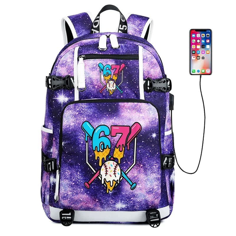Zaino con stampa Six Seven Baseball Ice Cream, borsa per laptop, borsa per libri da scuola alla moda e casual, zaino da viaggio per studenti