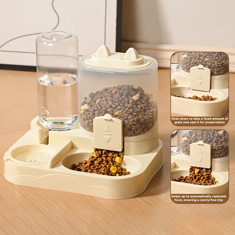 2-in-1 Automatic Pet Feeder Water Dispenser Large Capacity Food Water Bowl For Cats Dogs