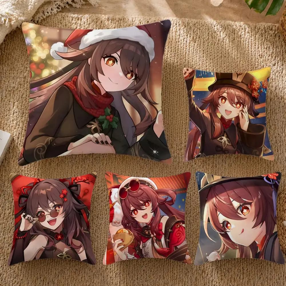 Set di 4 Copricuscini Morbidi in Peluche Anime HHHu Taoed, Federe Decorative per Divano e Letto, Arredamento Casa 50x50 45x45 40x40
