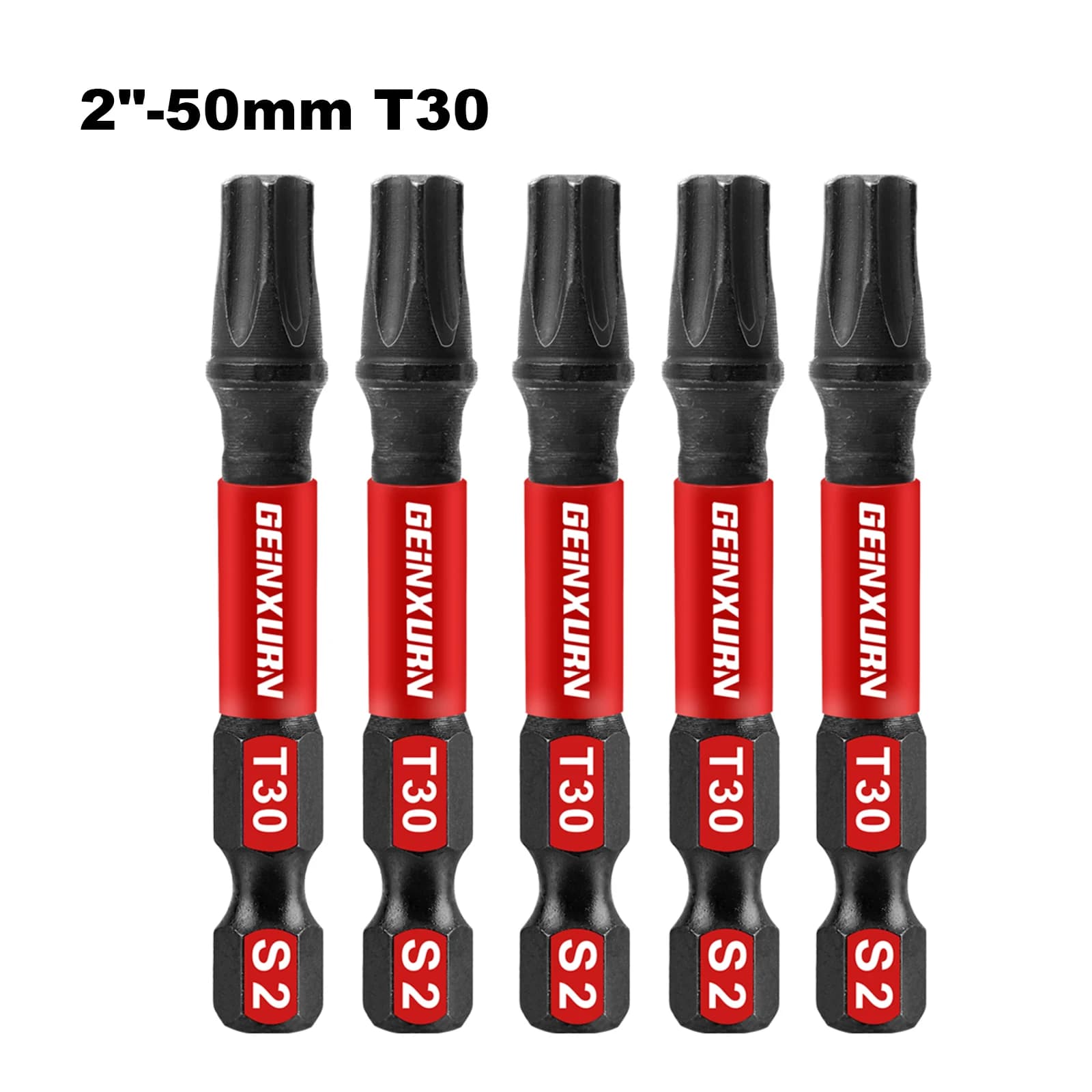 Geinxurn Set di punte magnetiche resistenti agli urti da 2 pollici, punte di alimentazione con testa Torx, set di punte per cacciavite T30 a stella in acciaio legato S2