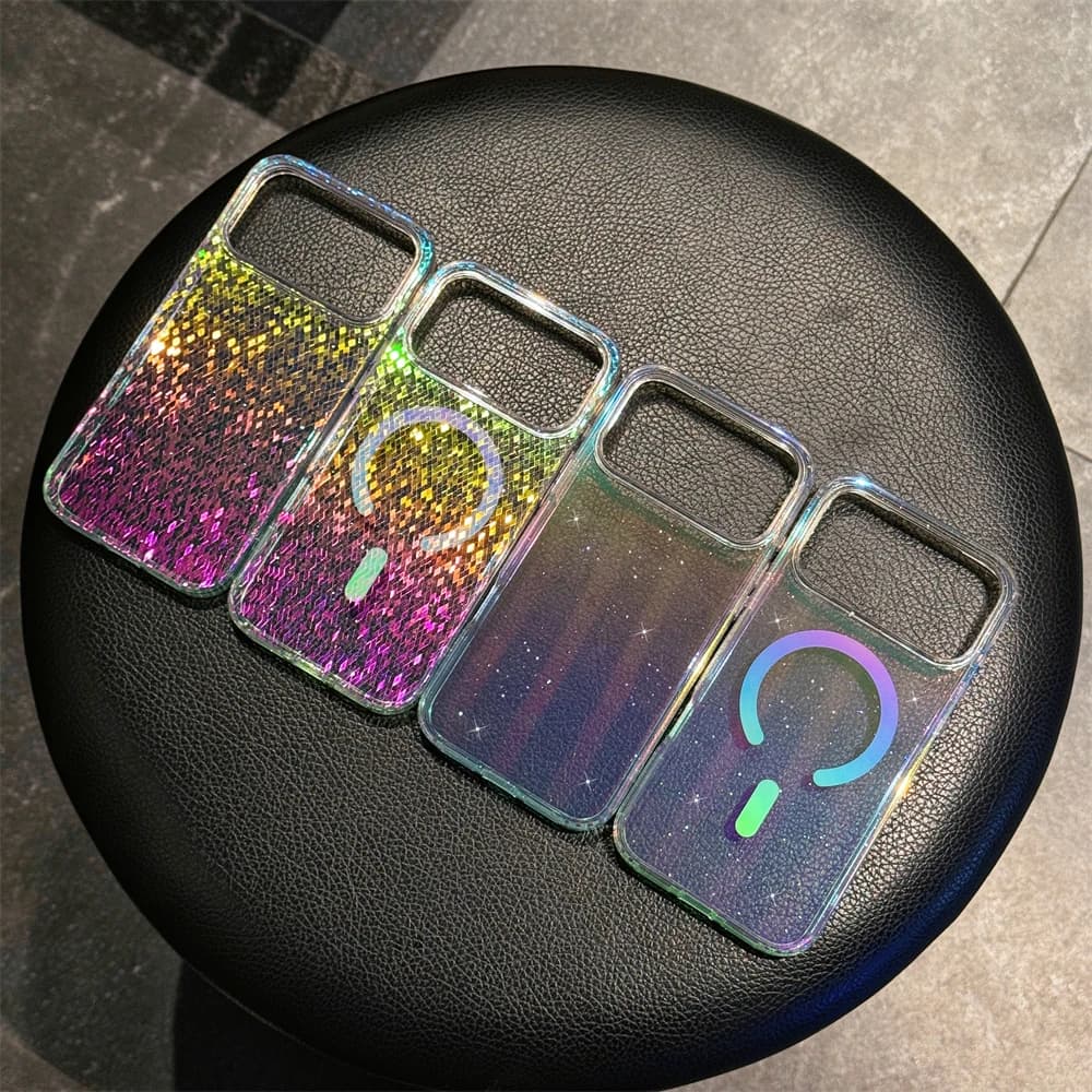 Custodia di ricarica magnetica elegante lucida glitter di lusso per IPhone 17Pro Max Air 16 15 14 13 12 Plus Buffer anti-goccia Proteggi la copertura