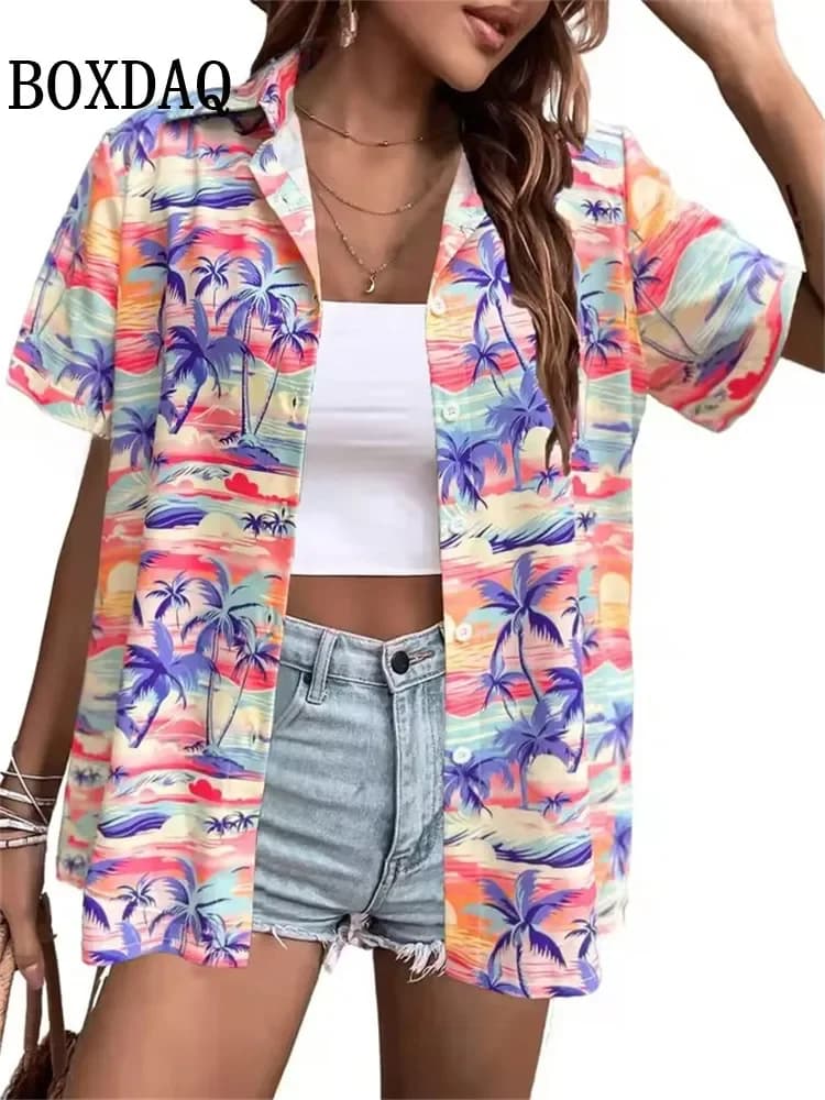 Camicia Uomo Estiva 2026 NUOVA con Stampa Floreale Tropicale a Maniche Corte, Top Casual da Spiaggia Tie-Dye, Blusa da Vacanza