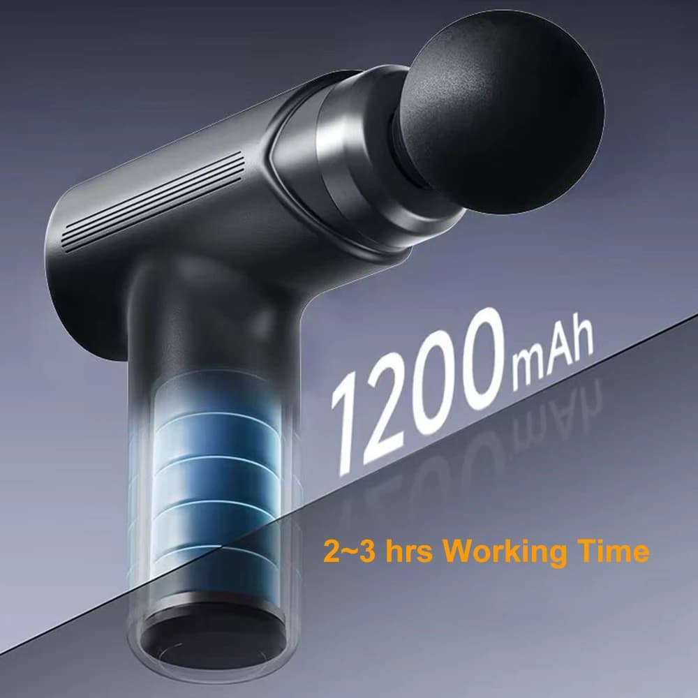 Massage gun, deep back massage to relieve pain, percussion massager for the neck with 4 massage heads, gift for him and for her, black