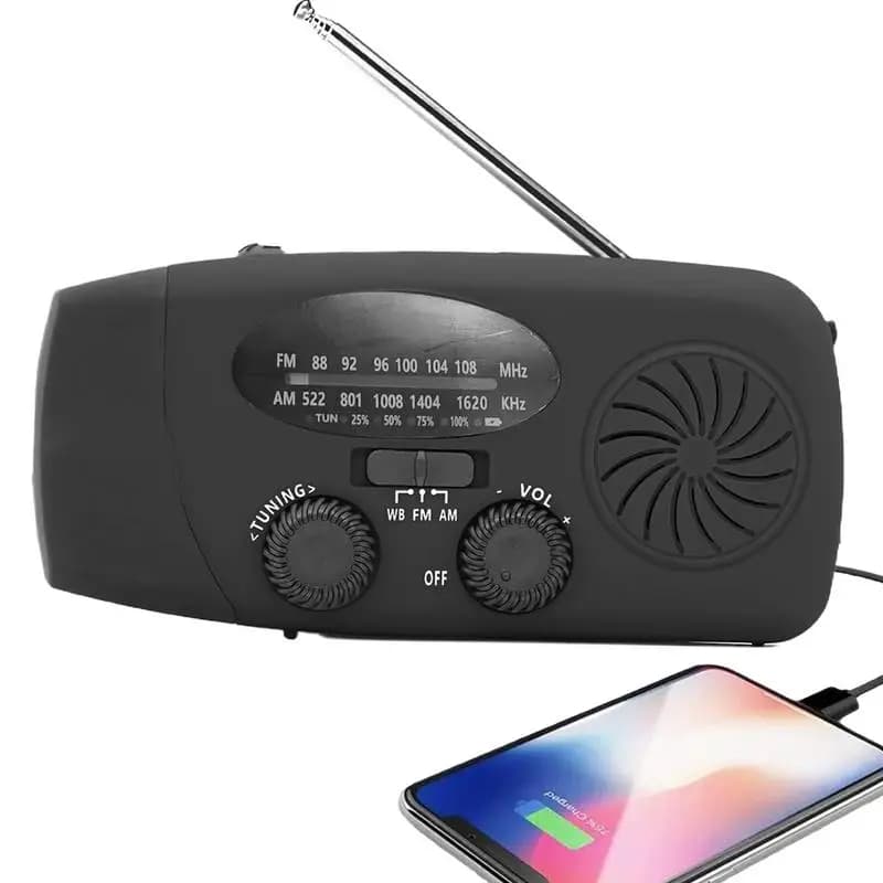 Radio di emergenza a manovella impermeabile AM FM SOS Torcia esterna Attrezzatura di sopravvivenza portatile Lampada da lettura multifunzionale