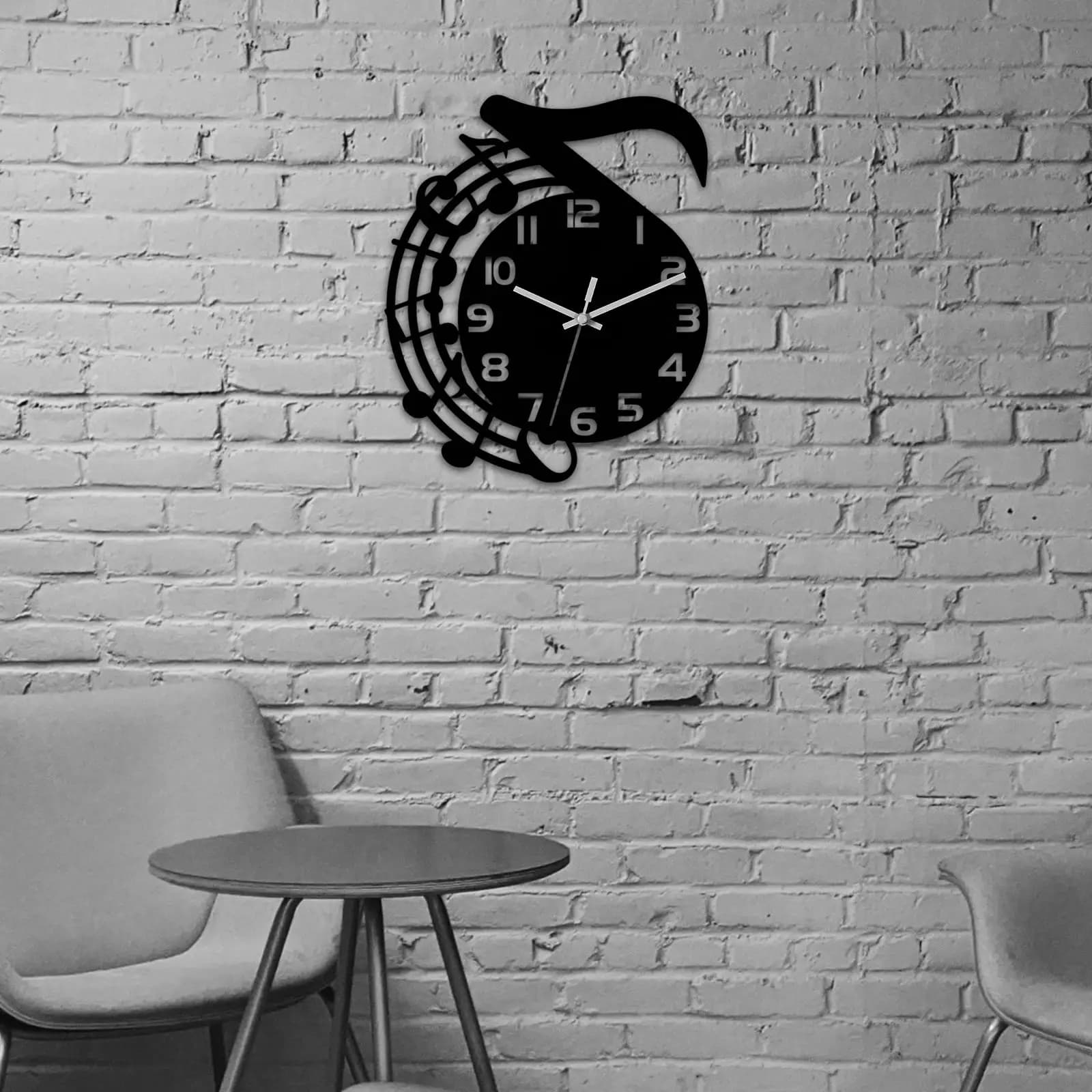 Wall Clock with Music Notes, Artistic Wall Decor, Silent Clock Without Ticking for Living, Party, Bedroom, Bathroom, Kitchen