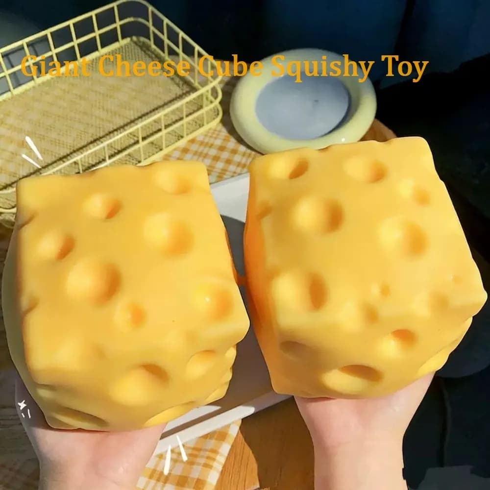 Giocattolo Antistress Morbido a Forma di Cubo di Formaggio Gigante, Giocattolo Sensoriale a Lenta Risalita per Bambini e Adulti, Regalo Rilassante