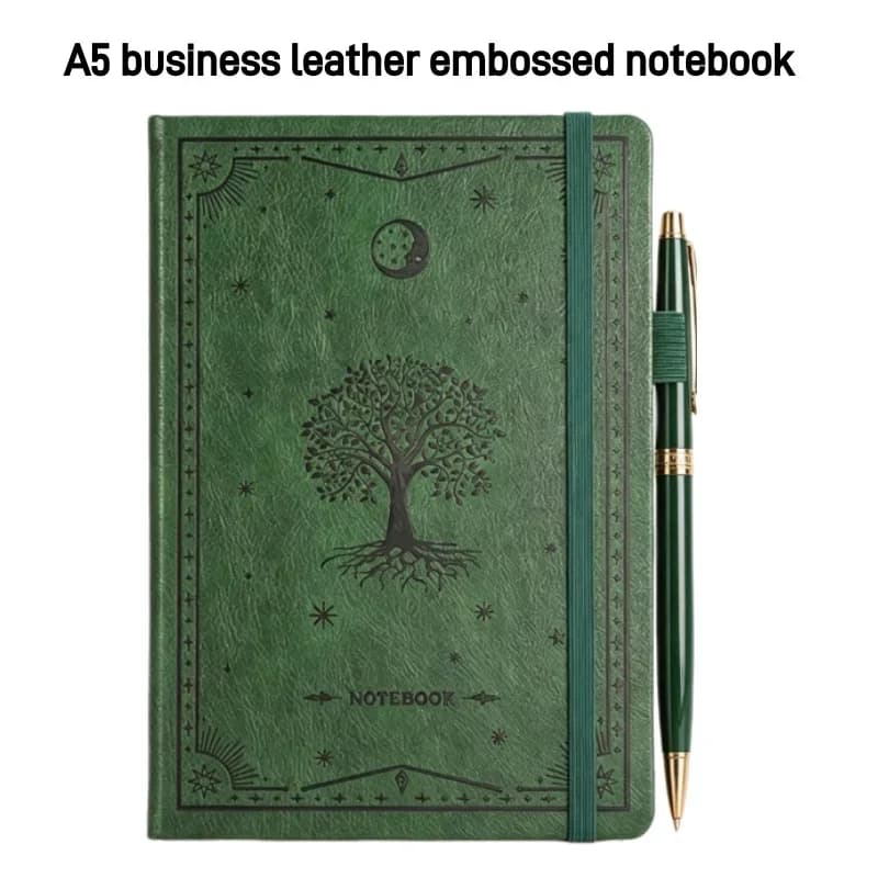Embossed PU Leather A5 Business Journal with Elastic Band Thick Notebook Luxury Gift for Corporate Clients Colleagues Birthday