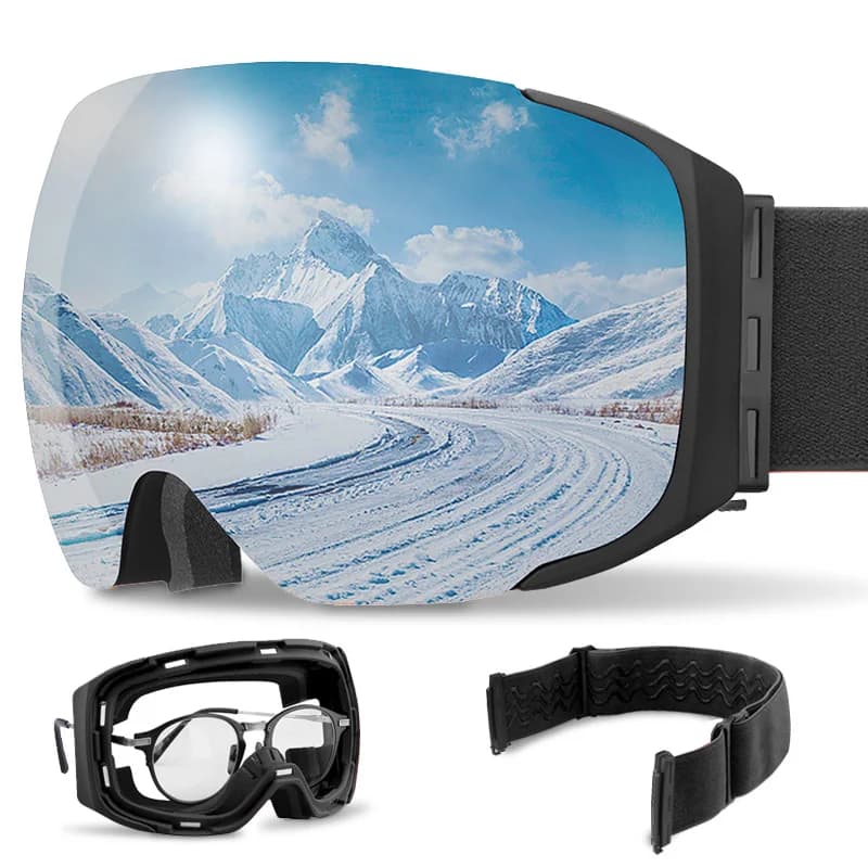 X-TIGER Pro Occhiali da sci UV400 Lenti magnetiche antiappannamento Visione notturna Lenti CR-39 per adulti Uomini Donne Sci Snowboard