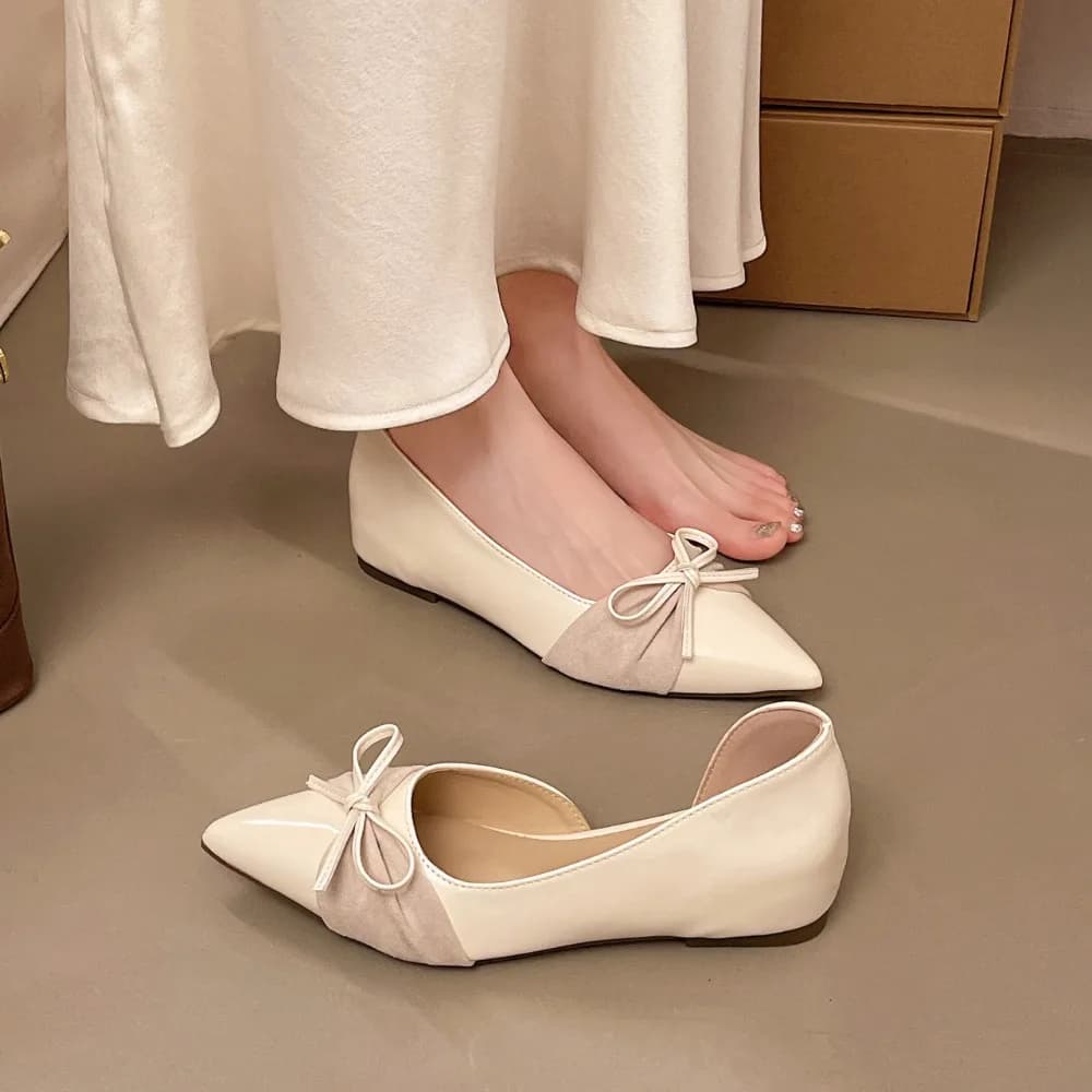 Bow Flats Women Slippers Pointed Toe Elegant Shoes Fashion Party Sandals Dress Walking Trend New
