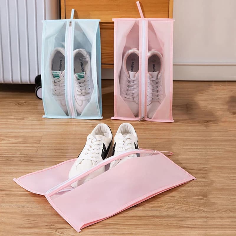 Borsa portaoggetti impermeabile per scarpe da 3 pezzi Borsa portaoggetti impermeabile portatile da viaggio PEVA Borsa portaoggetti con cerniera per scarpe da casa in tinta unita