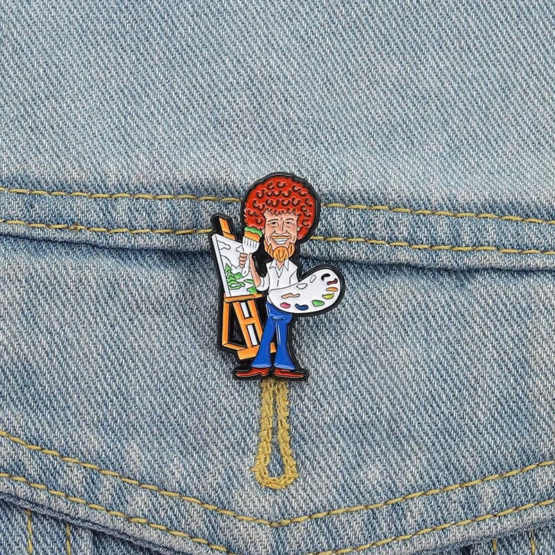 Spilla in smalto creativa con personaggio anime maschile a capelli ricci, stile cartone animato, per pittore, distintivo da risvolto, per zaino, gioiello, regalo