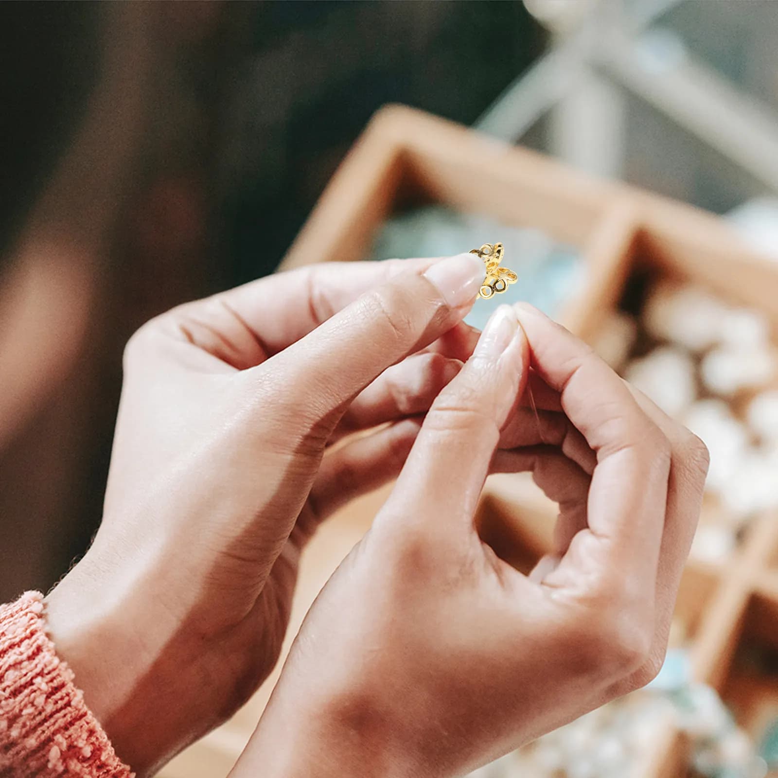 10 Pezzi di Tappi per Perline Cavi a Doppia Faccia in Rame per Creazione Gioielli, Tappi Terminali per Bracciali e Collane Fai da Te, Perline Distanziatrici, Accessori per Artigianato