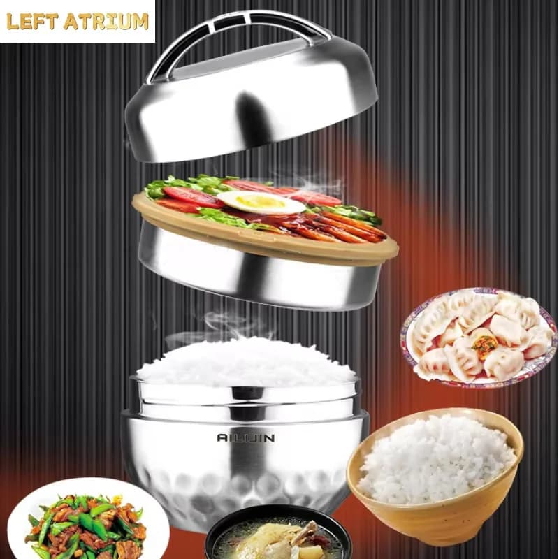 Double Laye Keep Thermos Lunch Box Food Storage Container Portable Bento Lunch Box Stainless Steel Strong Durable Food Case