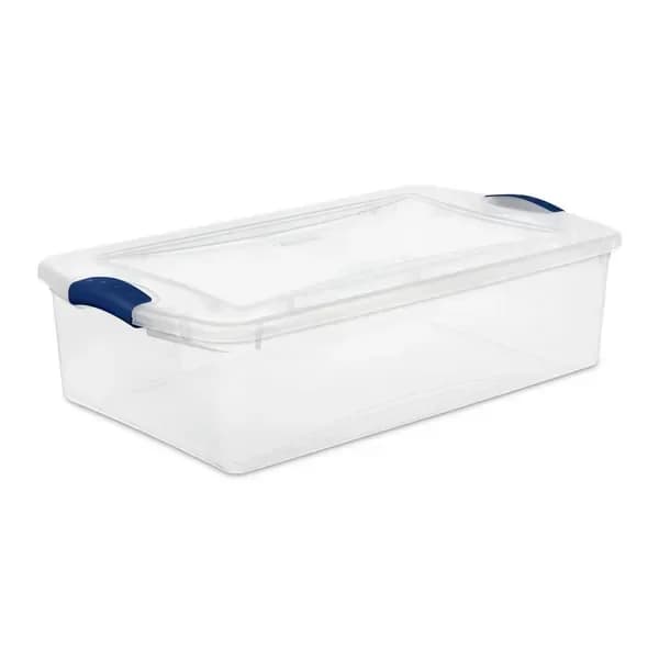 Contenitore in Plastica Trasparente con Coperchio, Scatola Blu per Conservazione