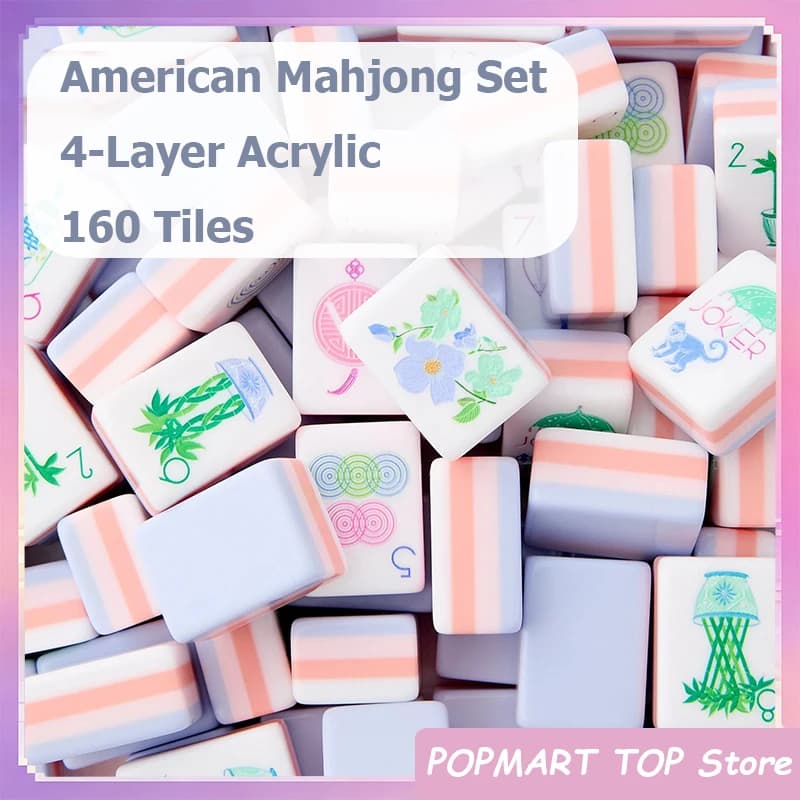 Nuovo Set di Mahjong Americano di Lusso, 160 Tessere, 4 Strati in Acrilico, Incisione Laser, Portatile, per Feste in Casa, Regalo Sorpresa per Adulti