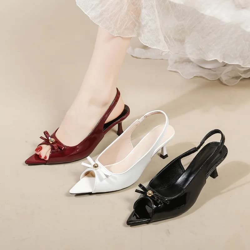 Summer Pointed Toe High Heel Women Sandals Fashion Butterfly-knot Singbacks Pumps Female Elegant Stripper Party Sandalias