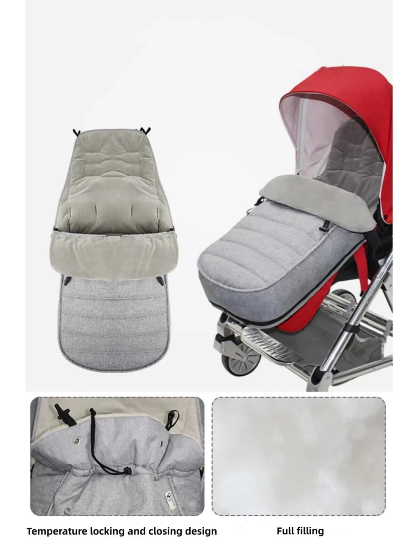 1 pcs sleeping bag for stroller grey thick blanket warm cover windproof cover universal protection from cold winter