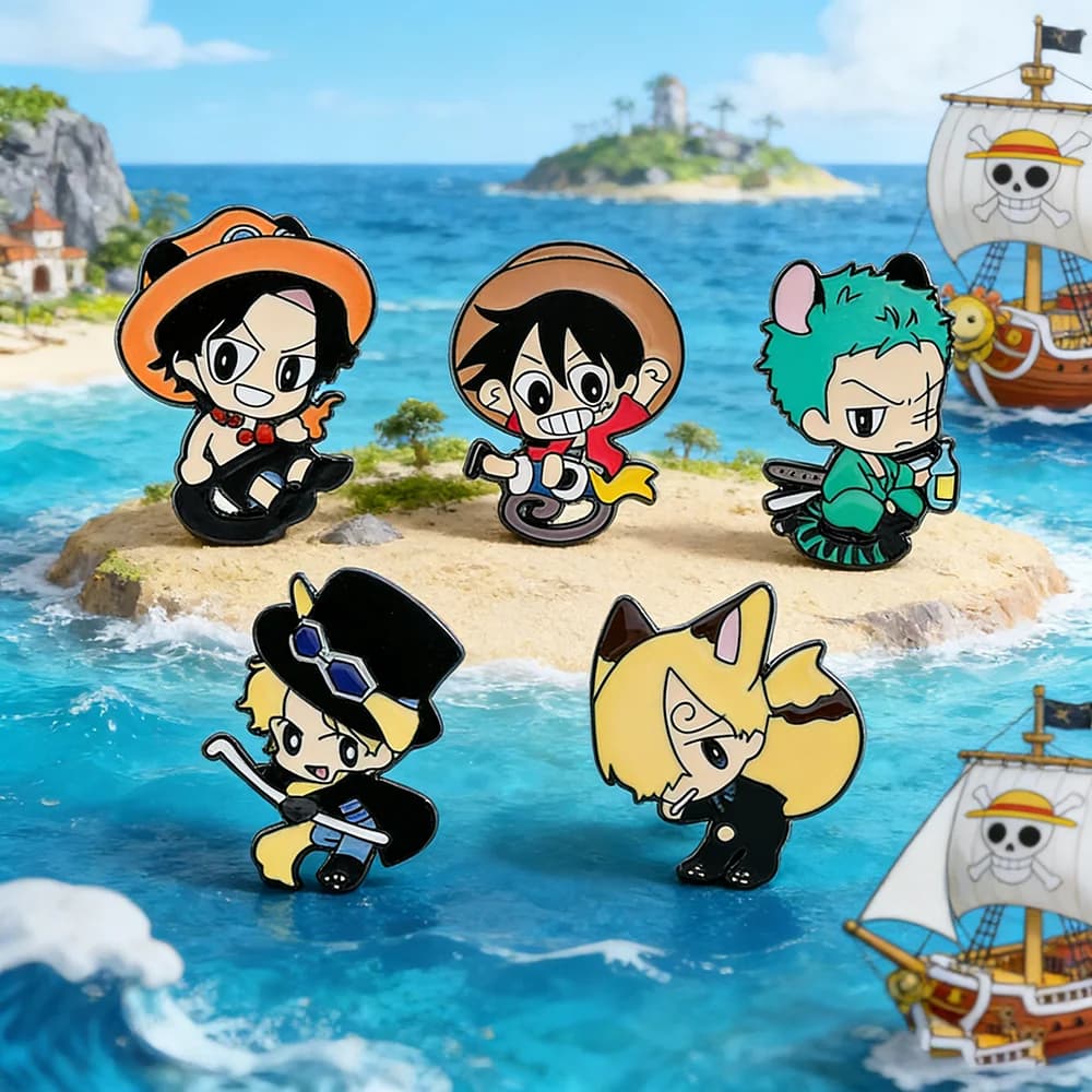 Spilla in smalto di Monkey D. Luffy e Portgas·D·Ace, creativa, in metallo, per abbigliamento e accessori per zaini, idea regalo