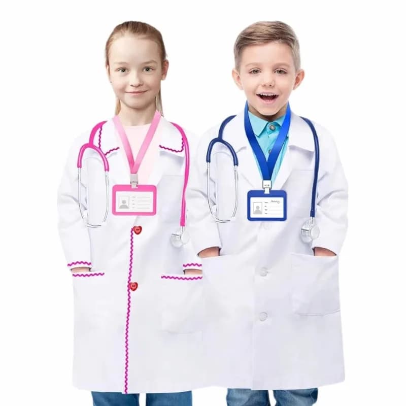 Costume da Dottore per Bambini, Camice da Laboratorio, Camice Bianco da Scienziato per Travestimenti e Giochi di Ruolo
