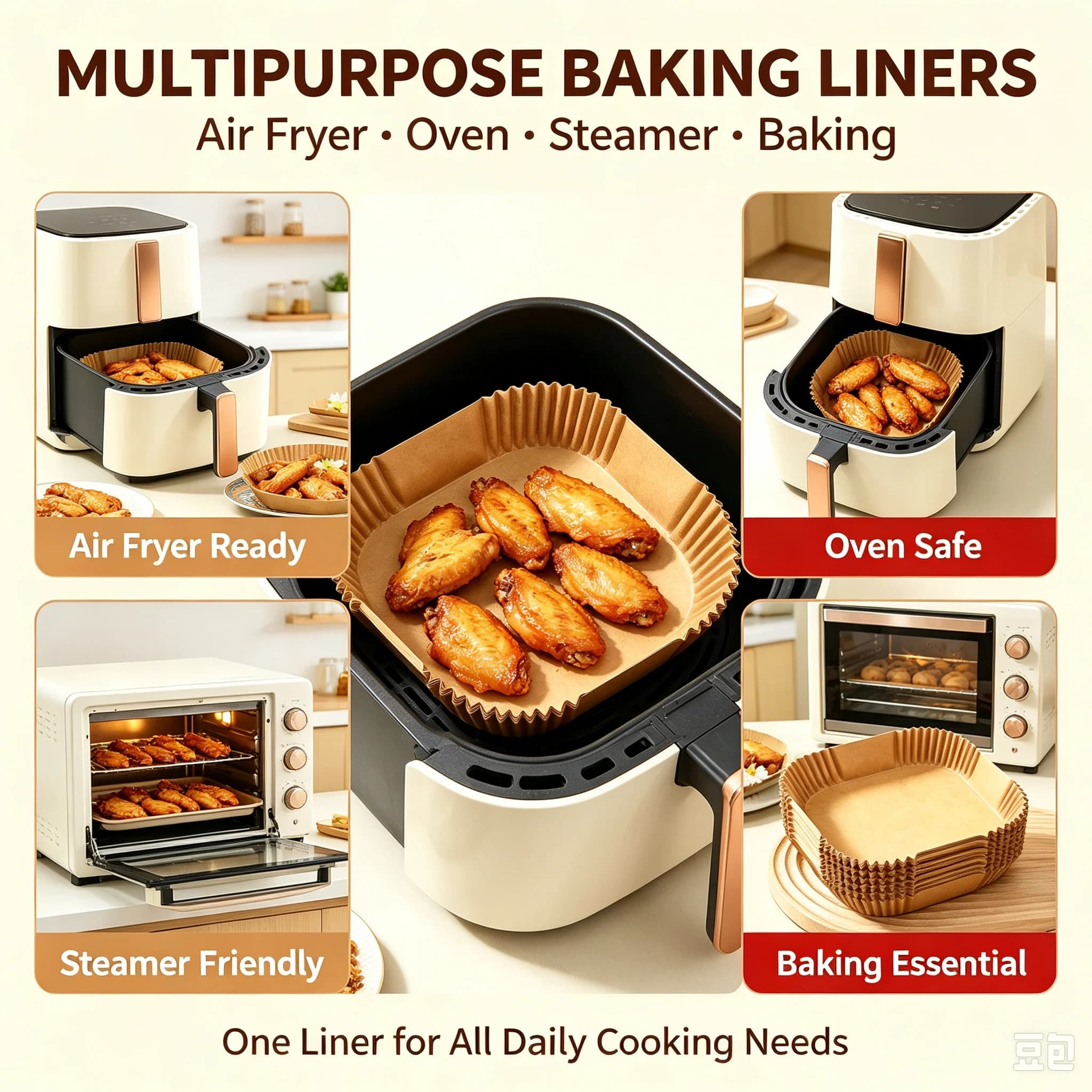 Air fryer paper liners 34 original round baking oil-absorbing sheets food-grade leak-proof non-stick food mats wholesale