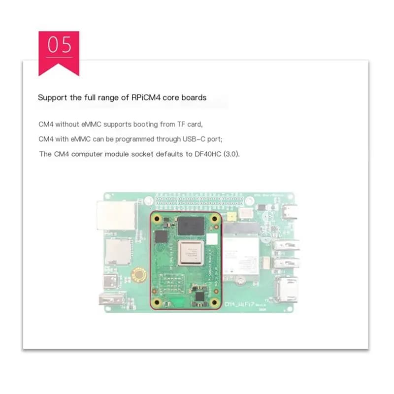Scheda di Espansione CM4 Wifi7 con Supporto Wifi 6/Wifi 5 per Moduli Raspberry Pi, Involucro in Lega di Alluminio + Antenna