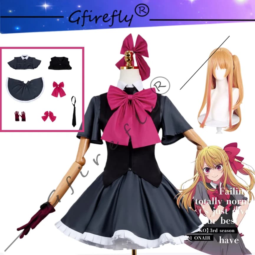 Costume Cosplay di Ruby Hoshino di My Star Season 3, Abito Affascinante e Adorabile con Accessori e Set Parrucca per Convention Anime