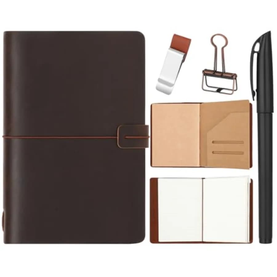 Travelers Refillable Leather Journal Notebook Travel Diary Handmade Passport Travelers Journal for Men and Women with 3 Noteboo
