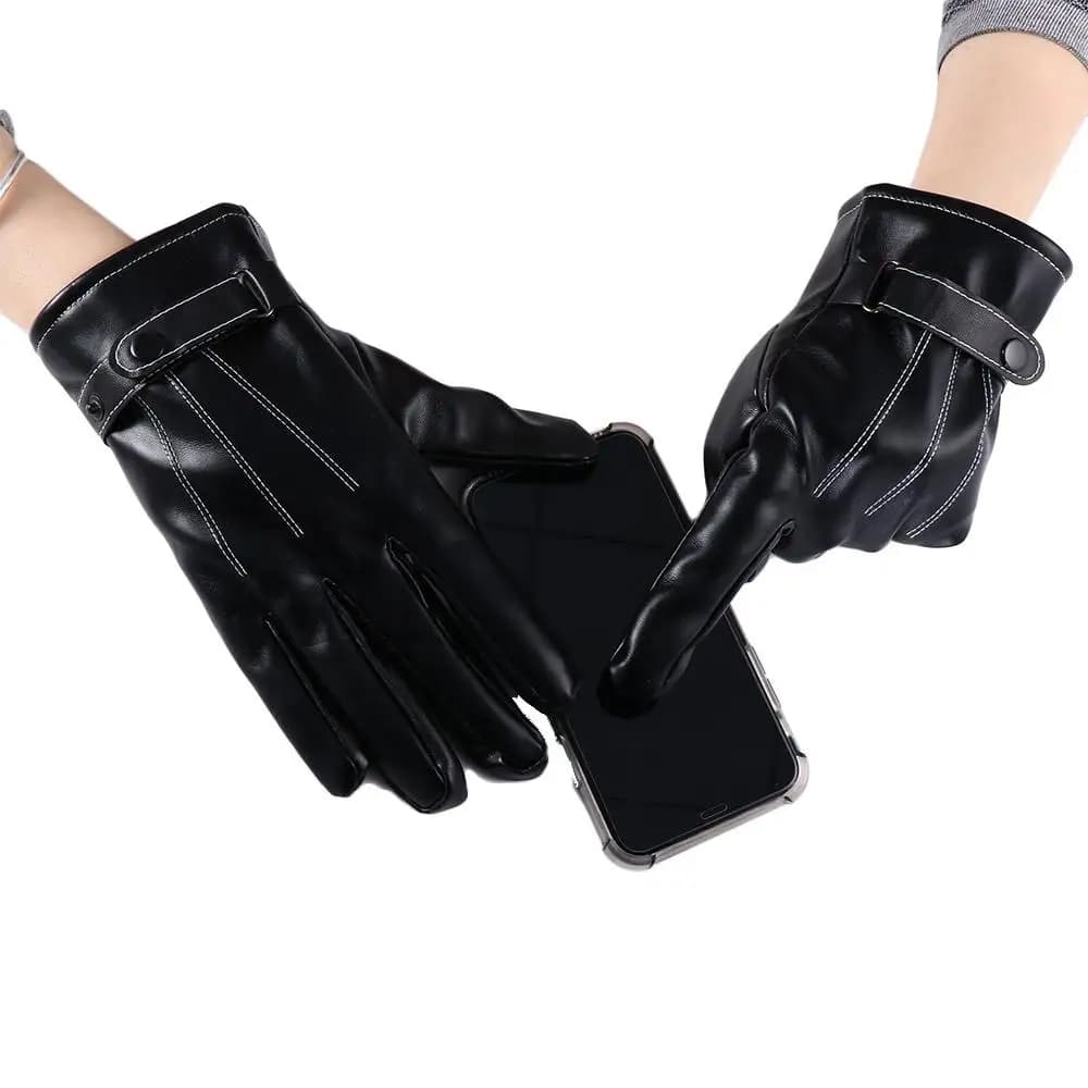 Men Warm Motorcycle Winter Autumn Leather Gloves Full Finger Gloves Screen Gloves Mittens