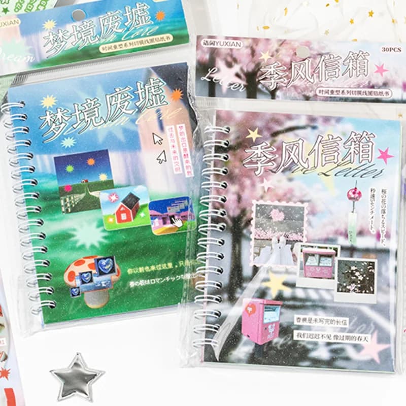 2 Style 30 Pieces/Bag Time Reshaping Cutting Film Coil Sticker Book Manual Material Wall decal Photo Frame Scratchbook Notebook Cup