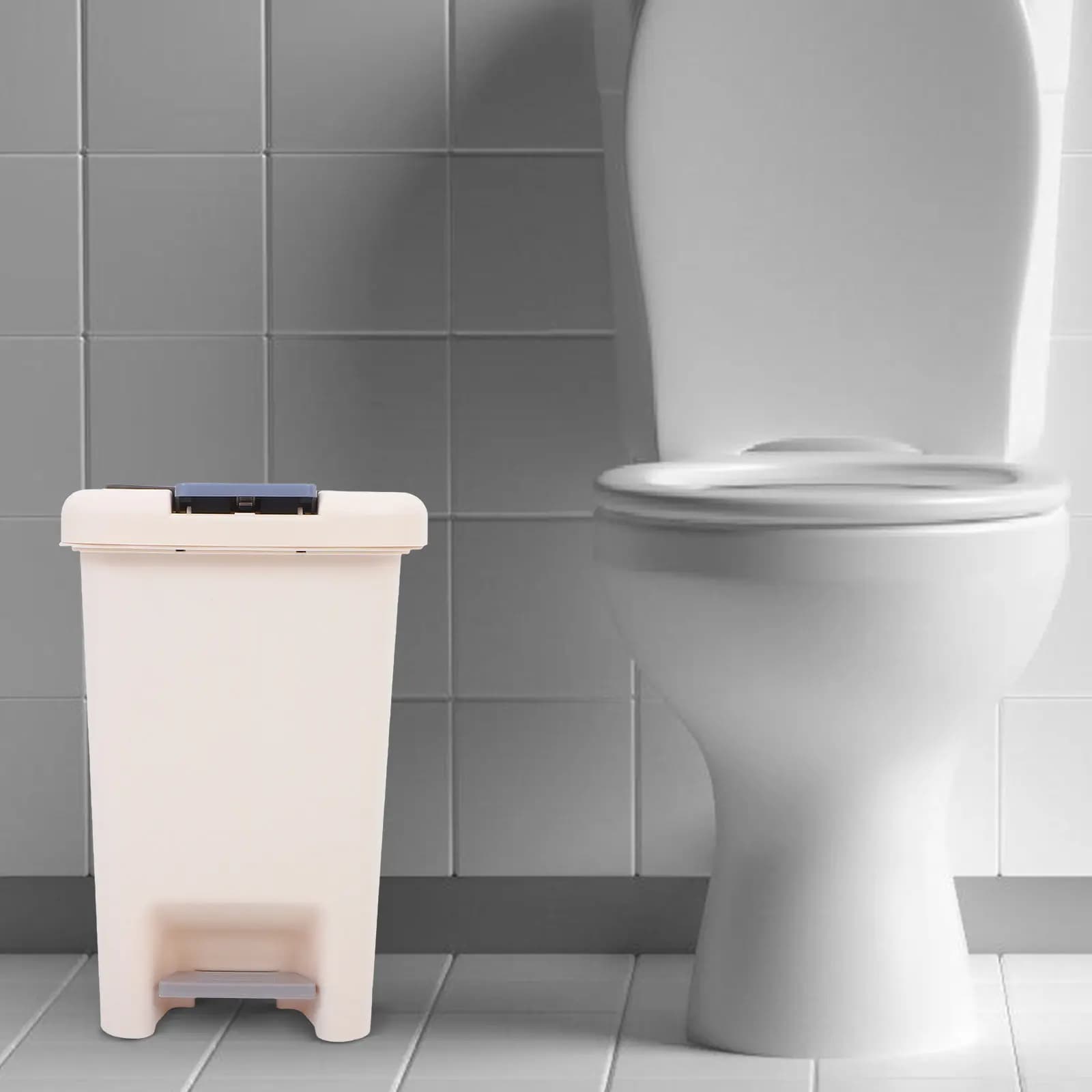 Cestino per Rifiuti da Bagno con Pedale, Coperchio in Plastica, Contenitore Rettangolare Piccolo per Camera da Letto, Ufficio, Cucina, 8L, Cestino Coperto