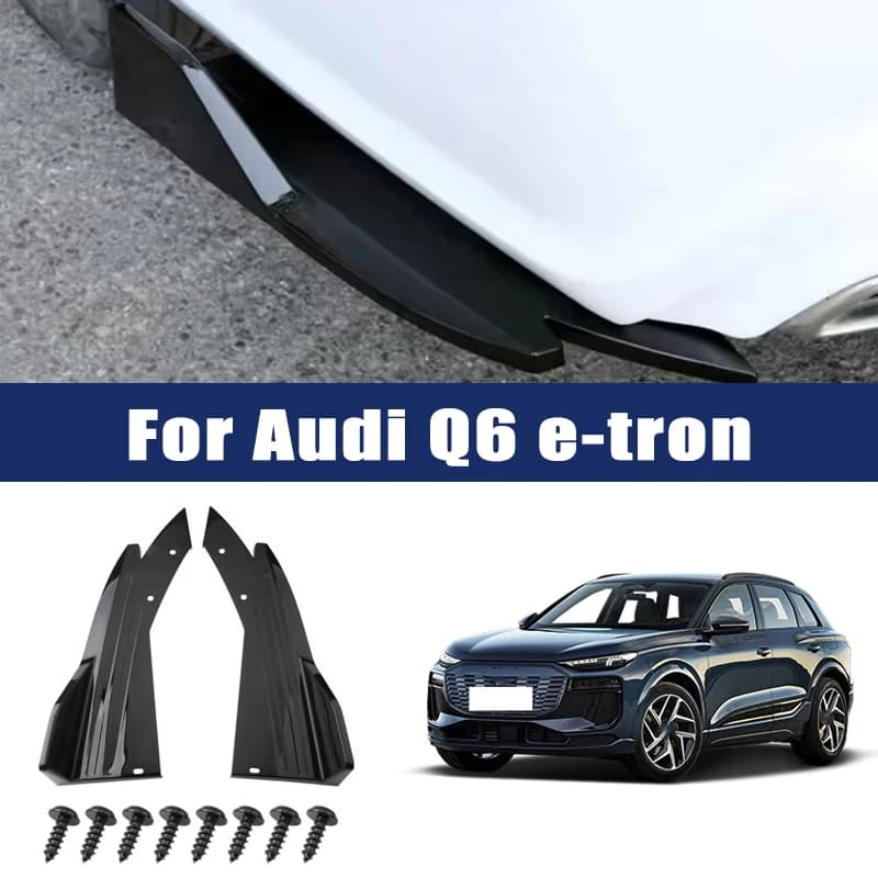 Car Rear Bumper Spoiler Lip Carbon Fiber Wing Trim Anti-crash Diffuser Side Skirt Wrap Angle Splitter For Audi Q6 E-tron