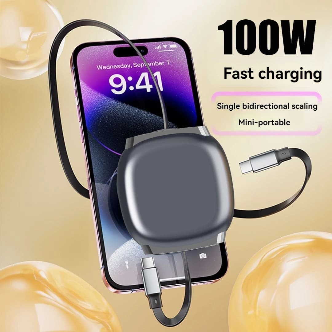Cavo retrattile di tipo C a ricarica super veloce da 100 W 6a Cavo USB di ricarica rapida da 1 M Cavo di ricarica da USB C a C