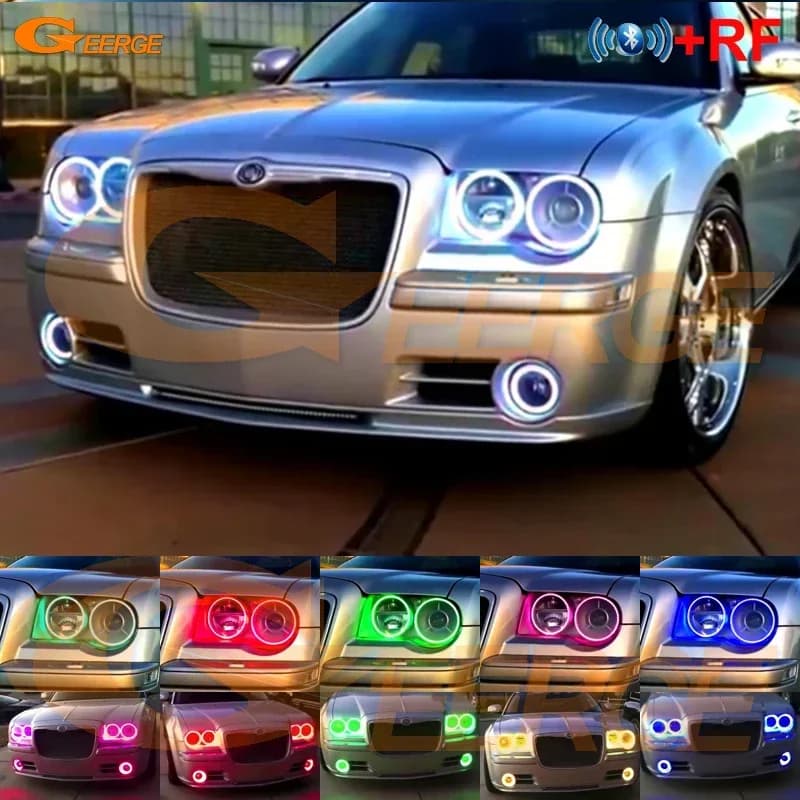 For Chrysler 300 C 300C 2004 - 2010, RGB Multicolor LED Luminous Rings Ultra Bright with RF Remote Control and BT App, Daylights
