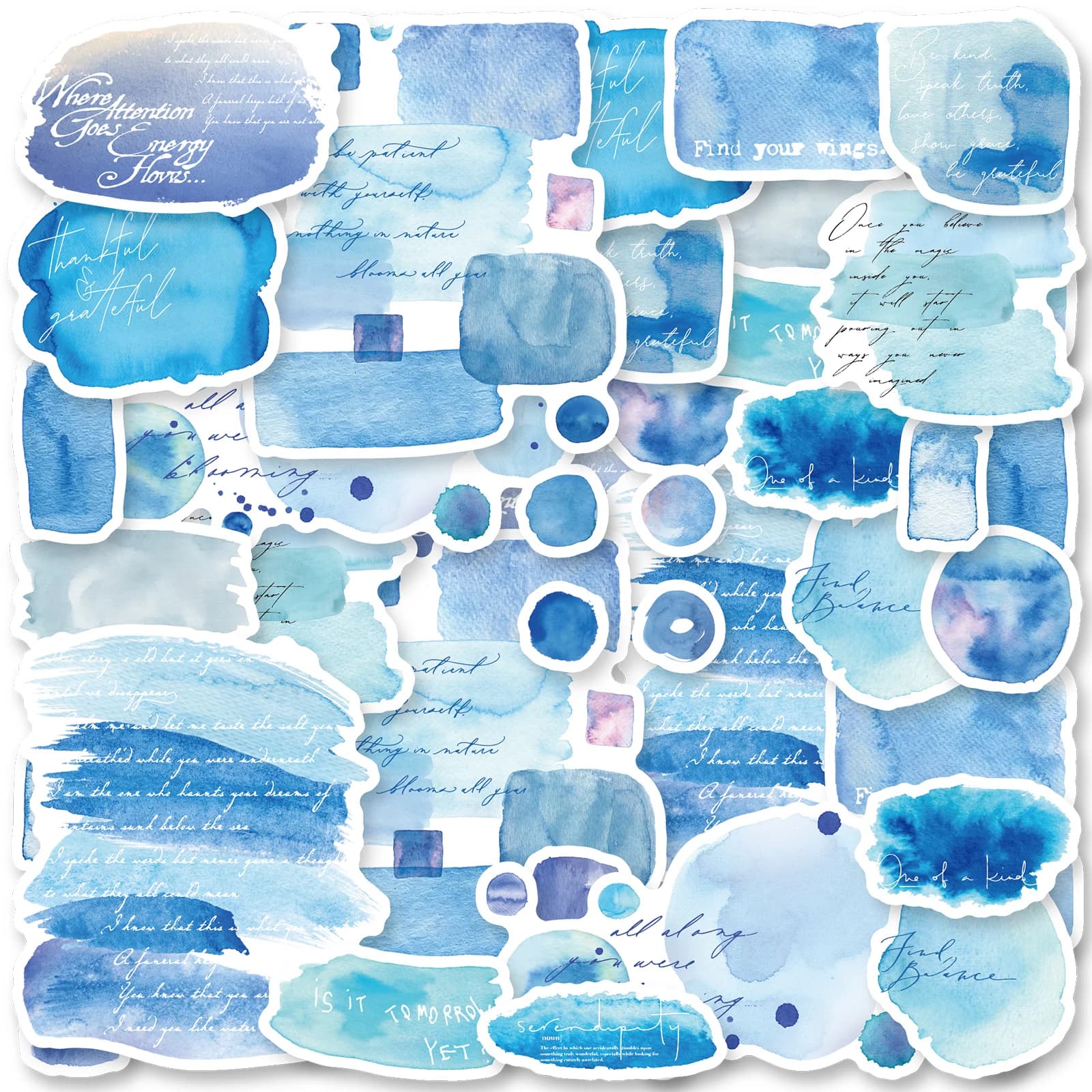 Etori Life 1Pcs 65Mm*2M Deep Sea Ink Block Tape with Gradient Blue Color Blocks and Handwritten English Patterns, Suitable for DIY Gift Paper Bags, Notebooks, Handbags, Photo Albums, Pencil Cases and Holders, Envelopes, School Supplies, Room Decoration, Office Decoration Supplies, Scrapbook Supplies, Party Stickers, Cycling Decals, Back-To-School Stickers, Multi-Purpose Decoration